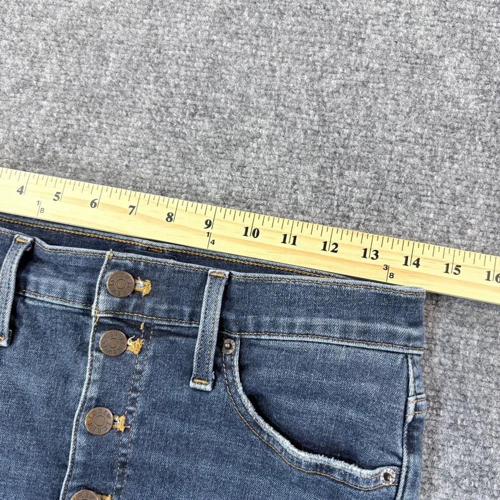 J.Crew 10 High Rise Skinny Jeans 28 Dark Wash Button Fly Raw Hem BC790